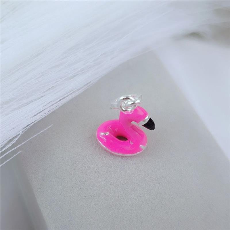 BERLOQUE PRATA 925 BÓIA FLAMINGO ROSA