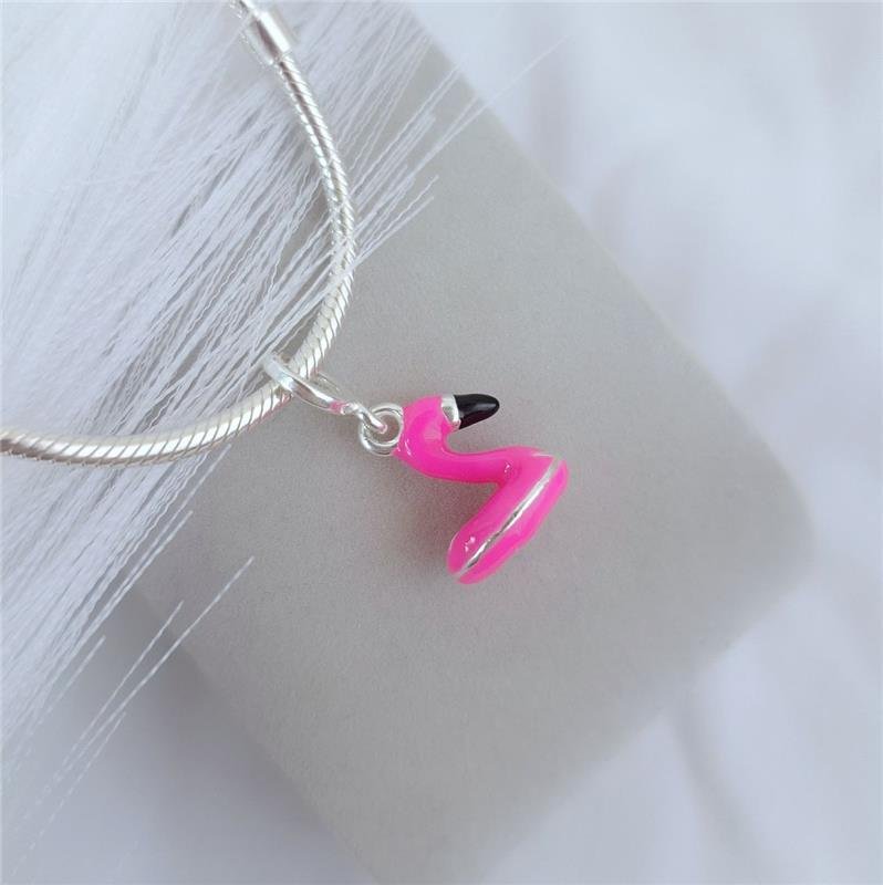 BERLOQUE PRATA 925 BÓIA FLAMINGO ROSA