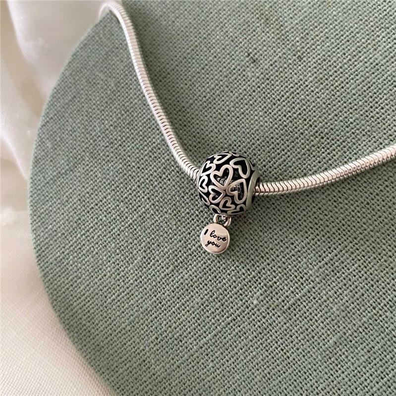 BERLOQUE PRATA 925 BOLA CORAÇÕES COM PLAQUINHA