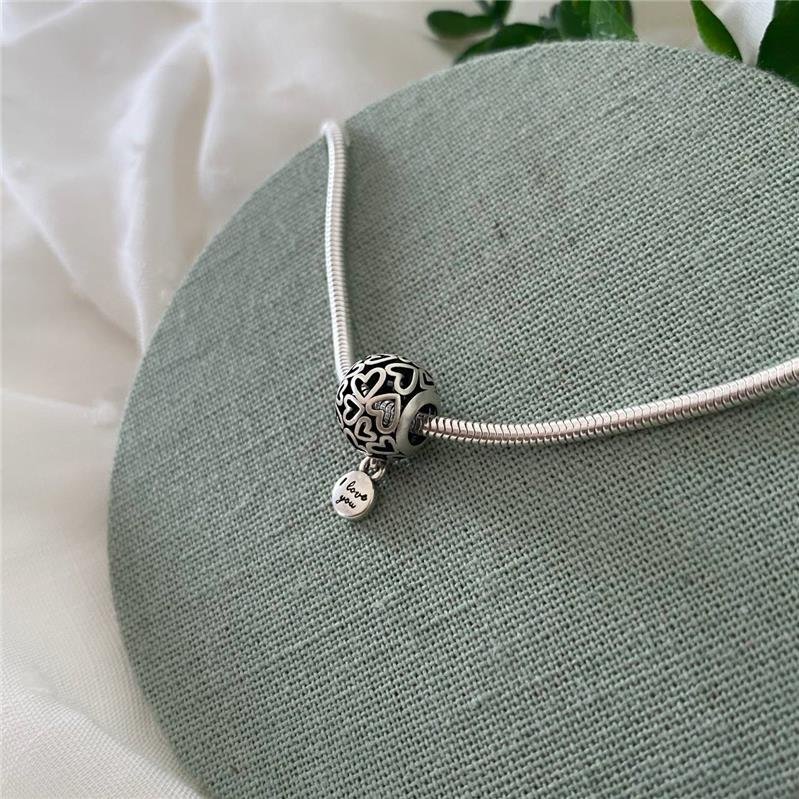 BERLOQUE PRATA 925 BOLA CORAÇÕES COM PLAQUINHA