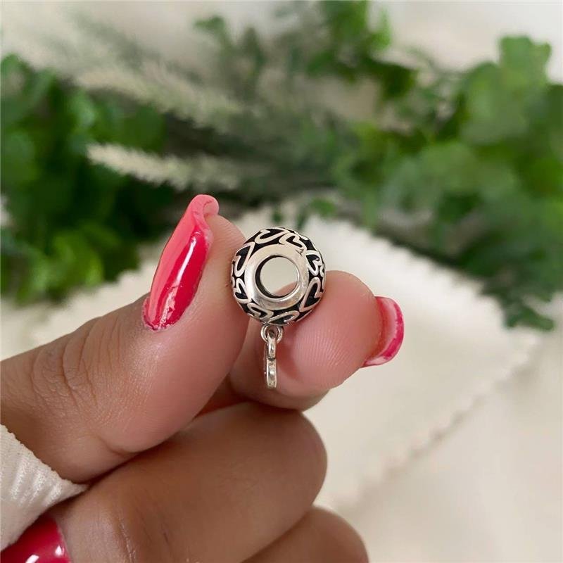 BERLOQUE PRATA 925 BOLA CORAÇÕES COM PLAQUINHA