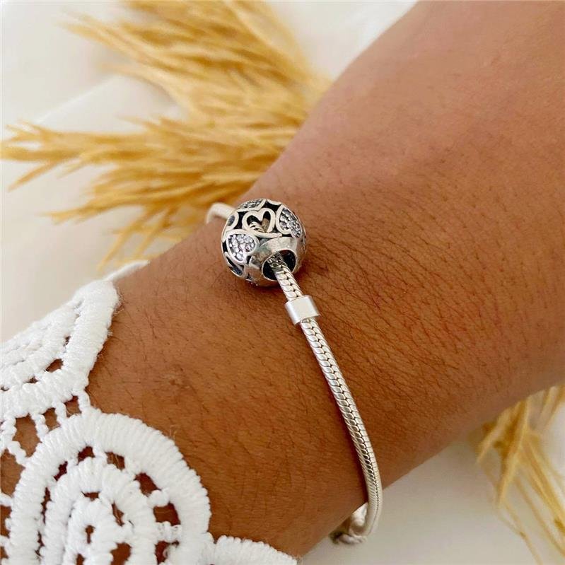 BERLOQUE PRATA 925 BOLA CORAÇÕES CRAVEJADO