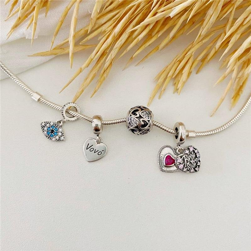 BERLOQUE PRATA 925 BOLA CORAÇÕES CRAVEJADO