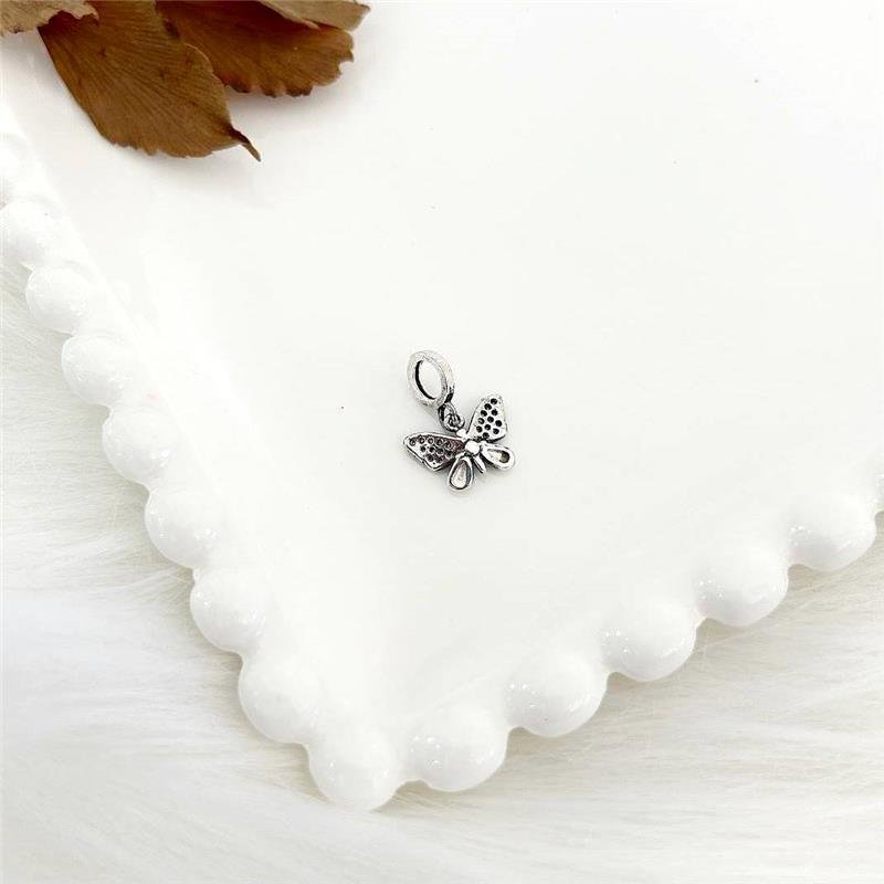 BERLOQUE PRATA 925 BORBOLETA ASA LISA COM ZIRCÔNIA