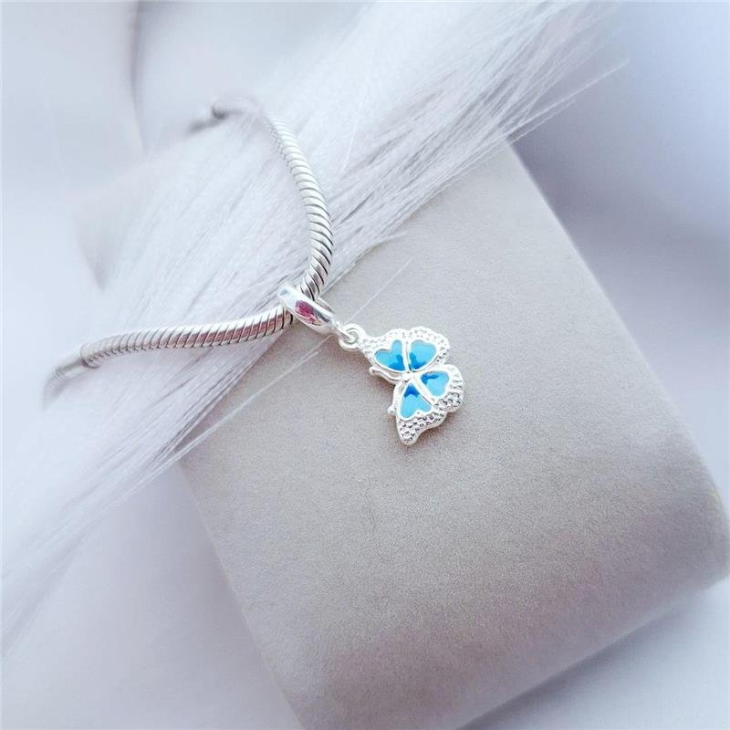 BERLOQUE PRATA 925 BORBOLETA AZUL