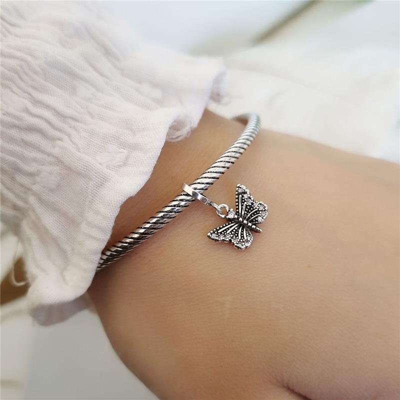 BERLOQUE PRATA 925 BORBOLETA ROSA