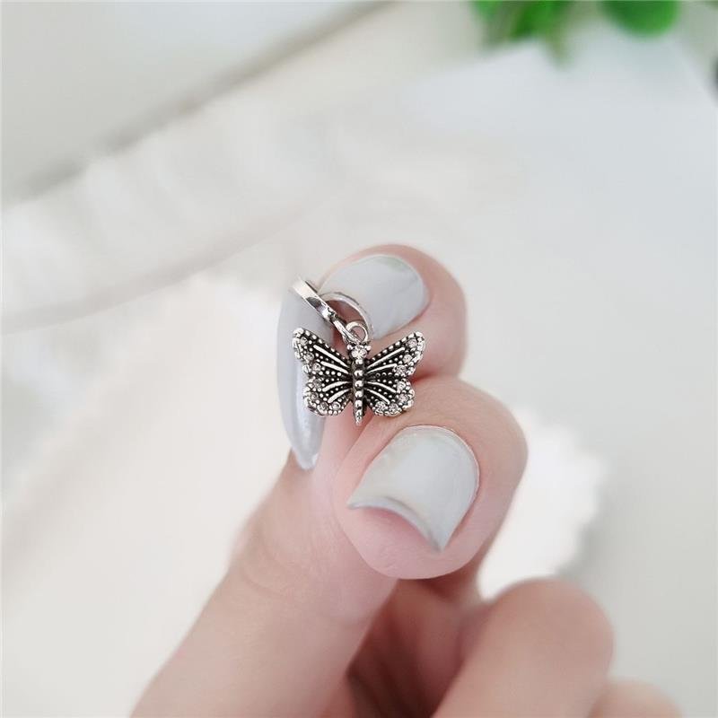 BERLOQUE PRATA 925 BORBOLETA ROSA