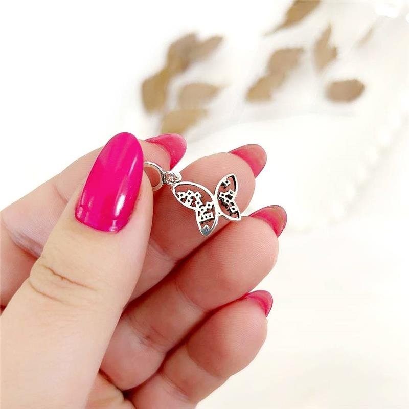 BERLOQUE PRATA 925 BORBOLETA VAZADA CRAVEJADA