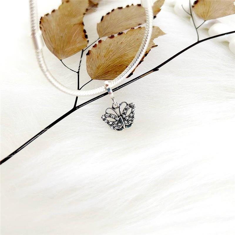 BERLOQUE PRATA 925 BORBOLETA VAZADA CRAVEJADA