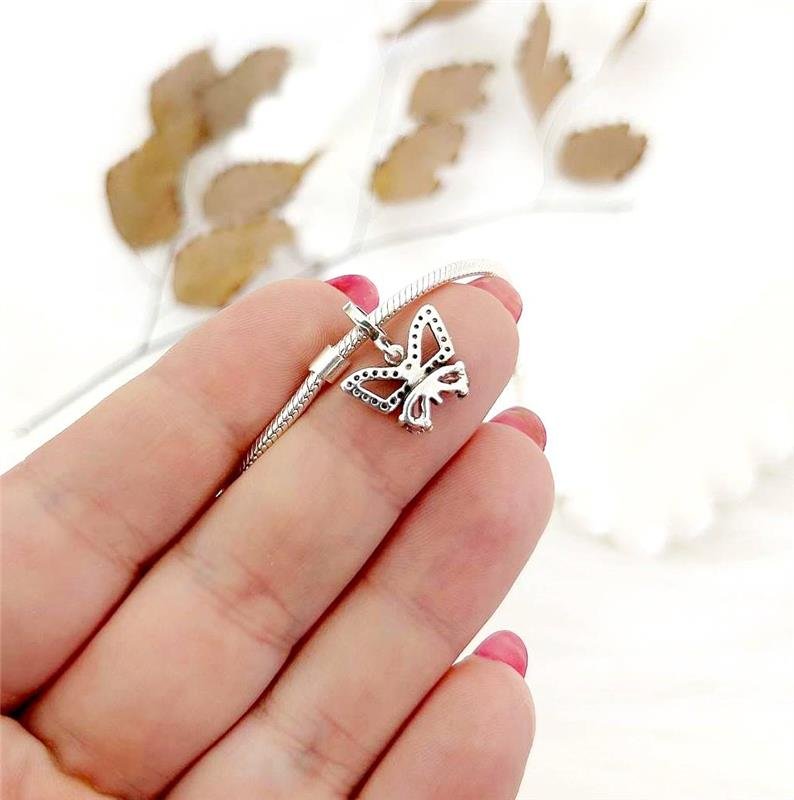 BERLOQUE PRATA 925 BORBOLETA VAZADA CRAVEJADA