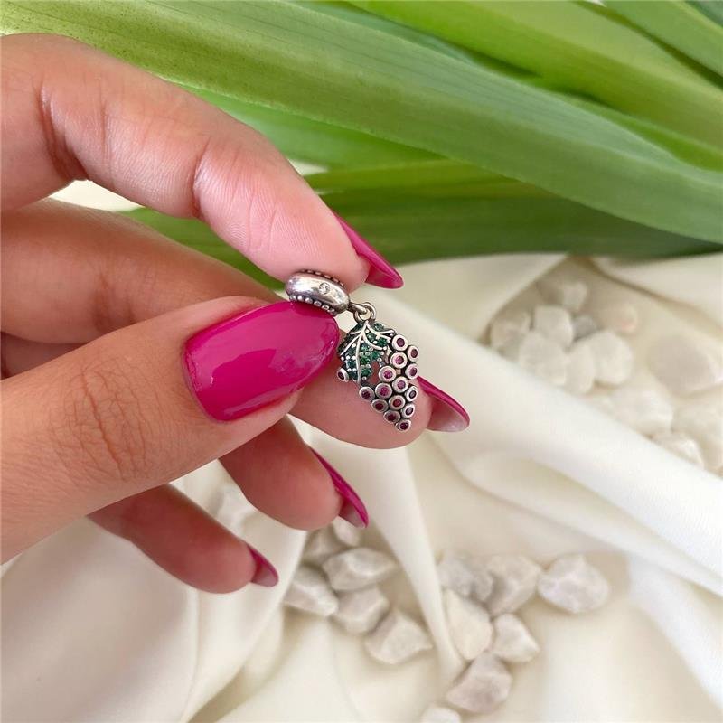 BERLOQUE PRATA 925 CACHO UVA COM PEDRA