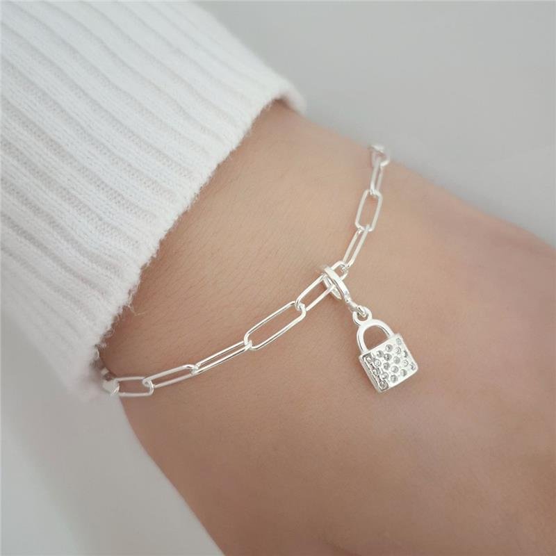 BERLOQUE PRATA 925 CADEADO CRAVEJADO ZIRCÔNIAS