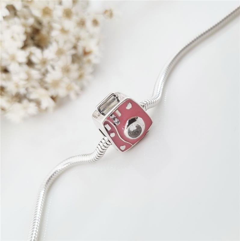 BERLOQUE PRATA 925 CÂMERA FOTOGRÁFICA ROSA