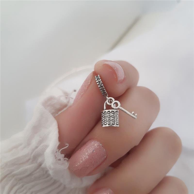 BERLOQUE PRATA 925 CHAVE CADEADO COM PEDRA