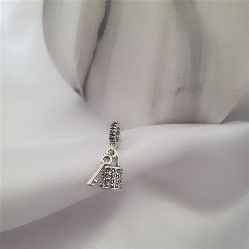 BERLOQUE PRATA 925 CHAVE CADEADO COM PEDRA