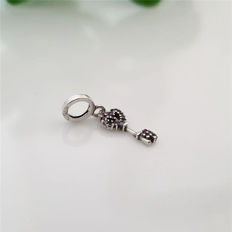 BERLOQUE PRATA 925 CHAVE CORAÇÃO PEDRA COLORIDAS