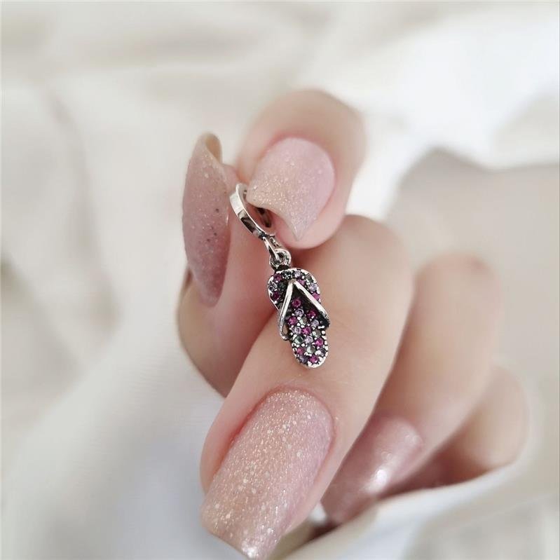 BERLOQUE PRATA 925 CHINELO PEDRAS COLORIDAS