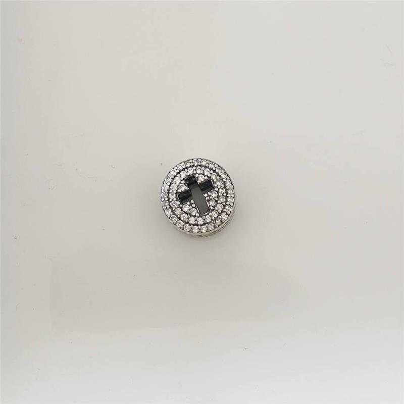 BERLOQUE PRATA 925 CIRCULO CRUZ COM PEDRA