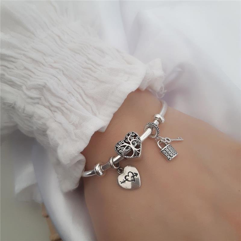 BERLOQUE PRATA 925 CORAÇÃO ÁRVORA DA VIDA