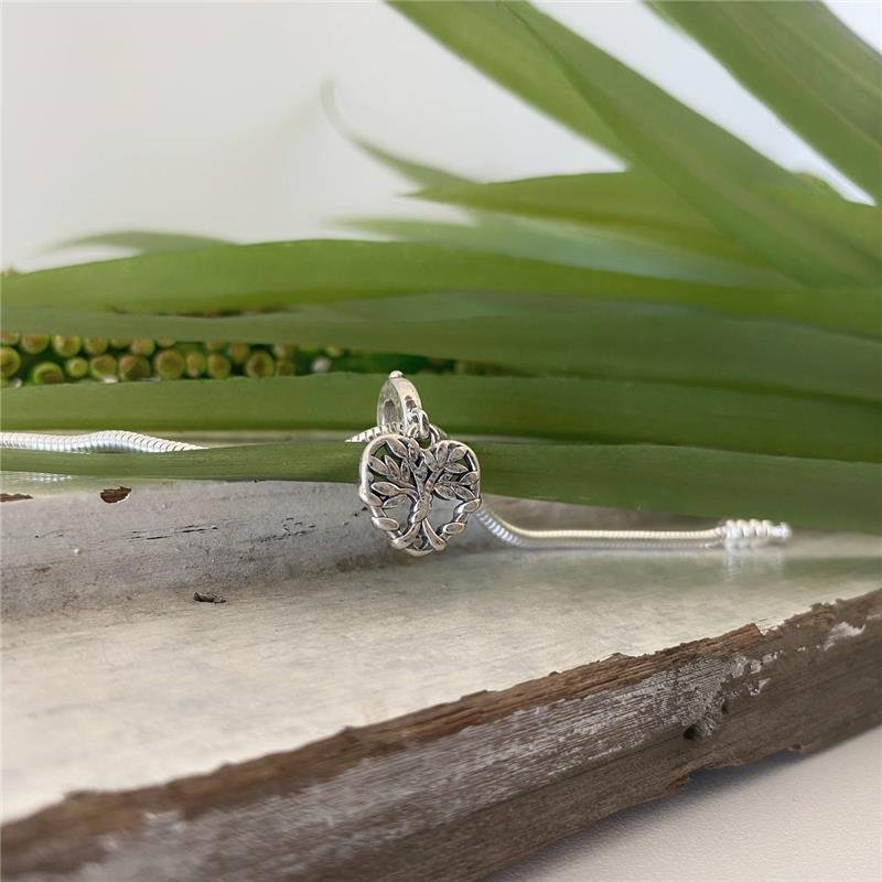 BERLOQUE PRATA 925 CORAÇÃO ÁRVORE DA VIDA TRABALHADA