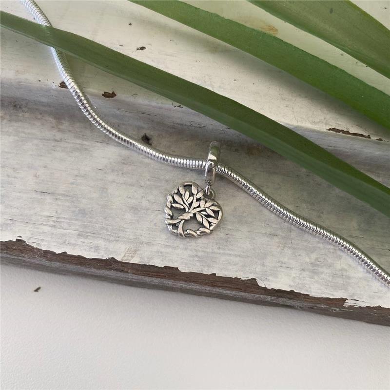 BERLOQUE PRATA 925 CORAÇÃO ÁRVORE DA VIDA TRABALHADA