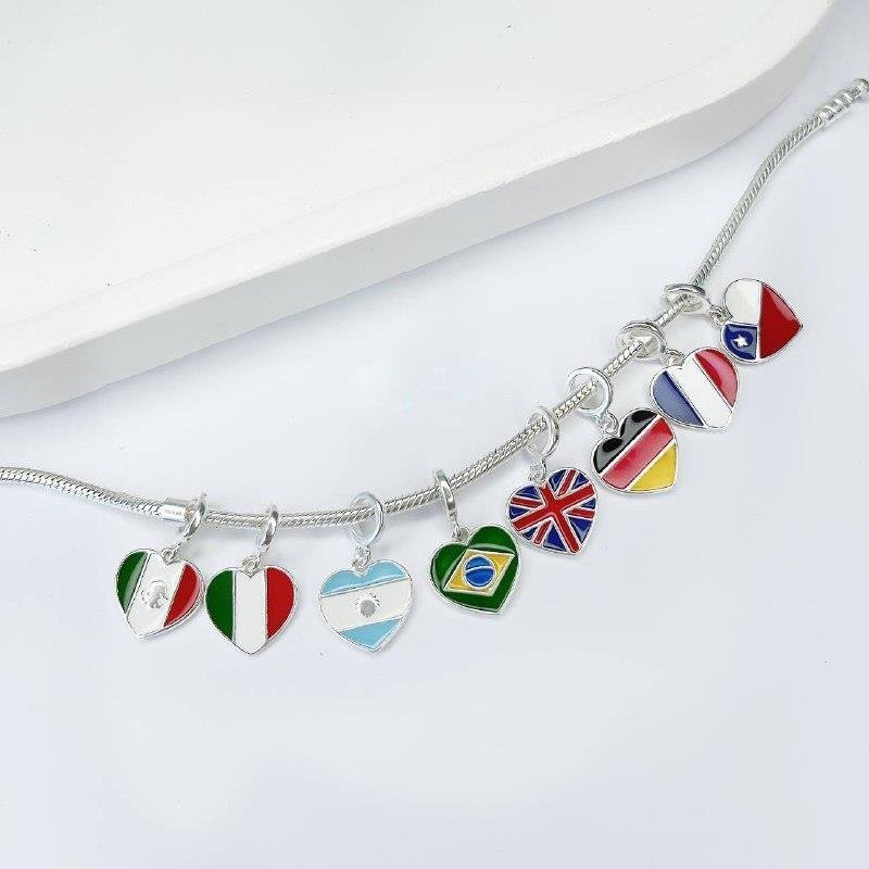 BERLOQUE PRATA 925 CORAÇÃO BANDEIRA FRANÇA