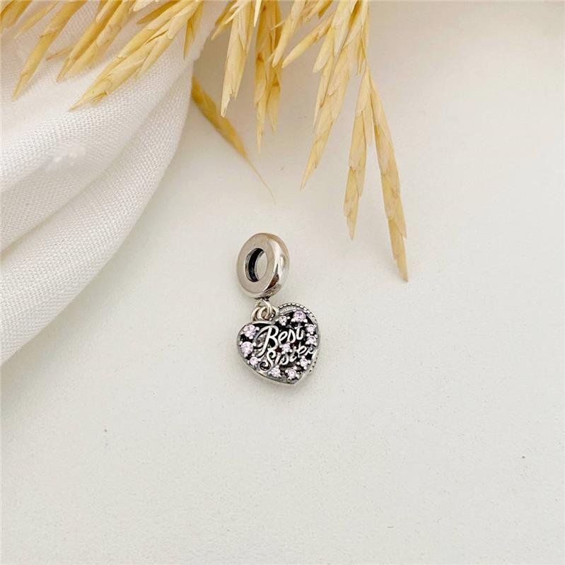 BERLOQUE PRATA 925 CORAÇÃO BEST SISTER