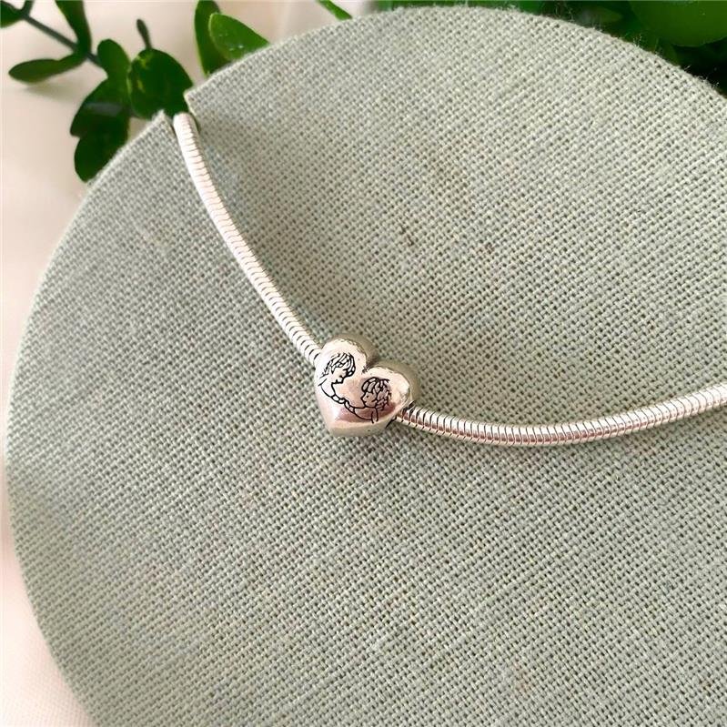 BERLOQUE PRATA 925 CORAÇÃO CASAL DE MÃOS DADAS