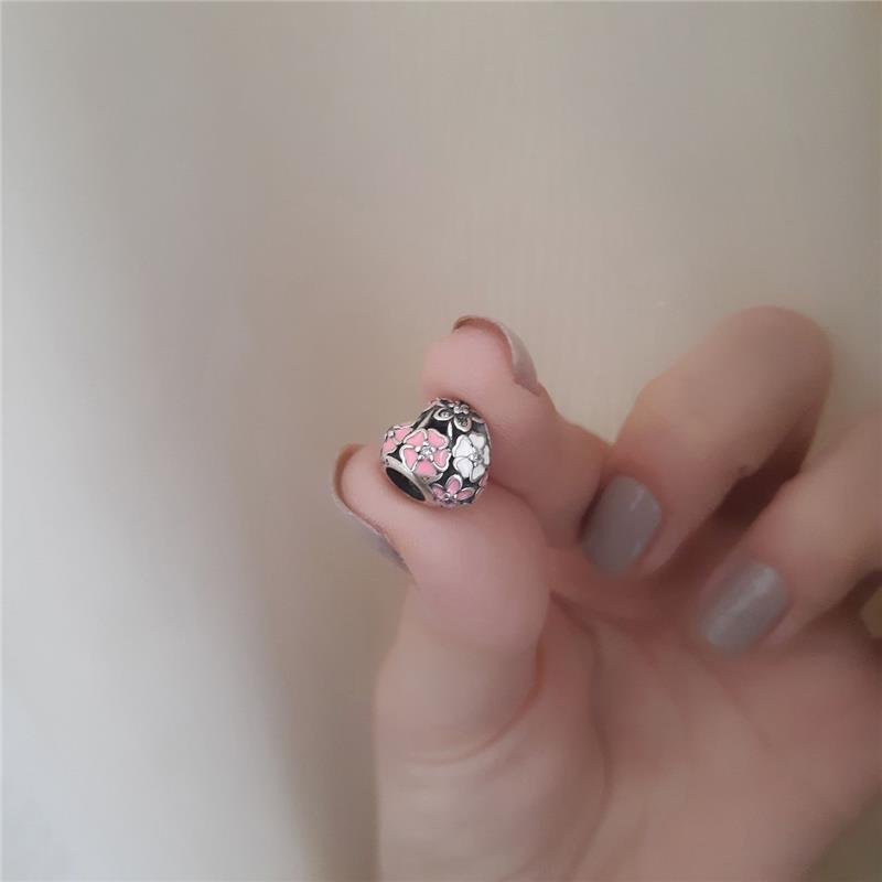 BERLOQUE PRATA 925 CORAÇÃO COM FLORES