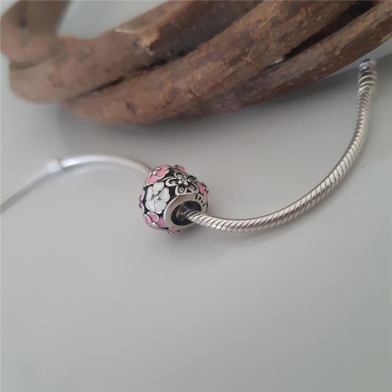 BERLOQUE PRATA 925 CORAÇÃO COM FLORES