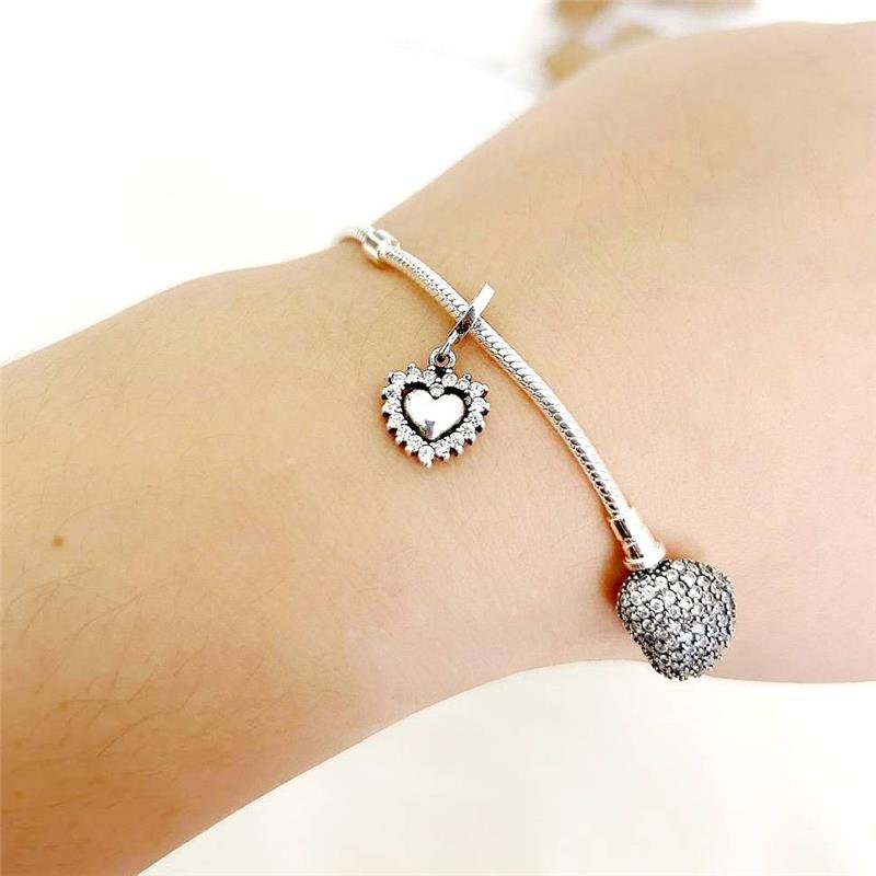 BERLOQUE PRATA 925 CORAÇÃO CONTORNO CRAVEJADO