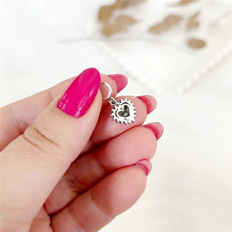 BERLOQUE PRATA 925 CORAÇÃO CONTORNO CRAVEJADO