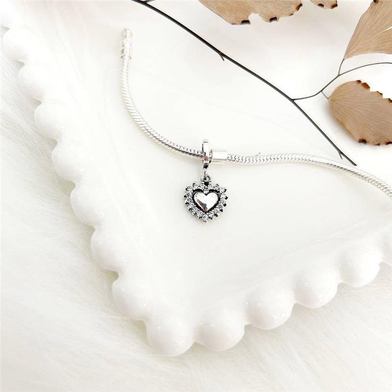 BERLOQUE PRATA 925 CORAÇÃO CONTORNO CRAVEJADO