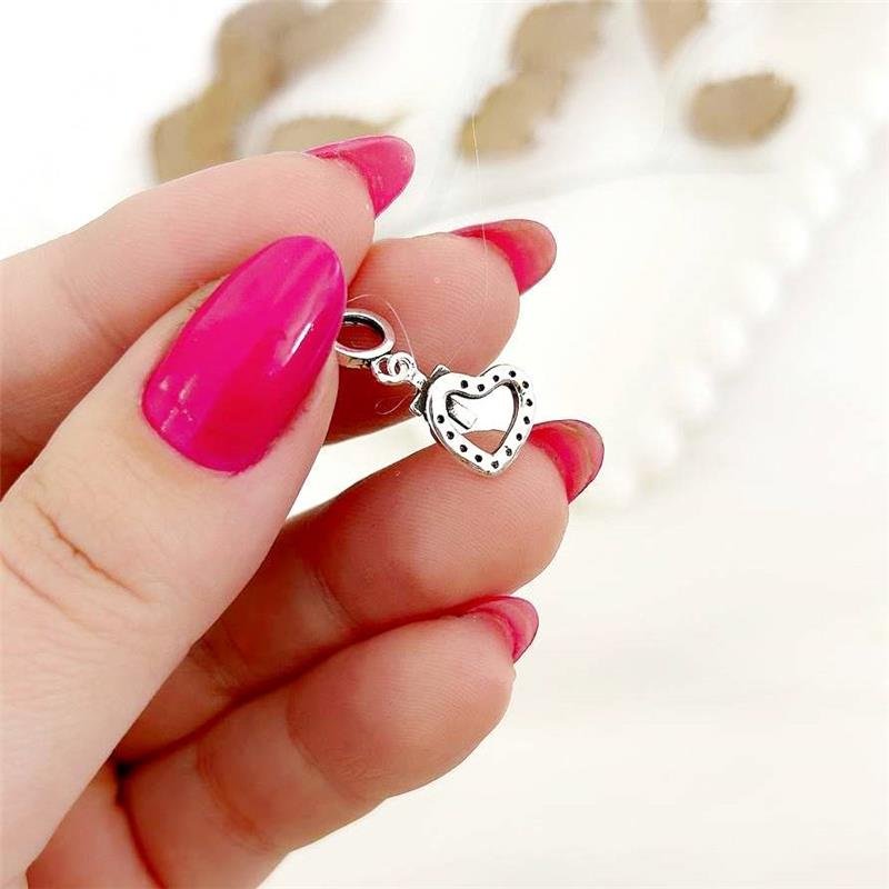 BERLOQUE PRATA 925 CORACAO CRAVEJADO COM CRUZ