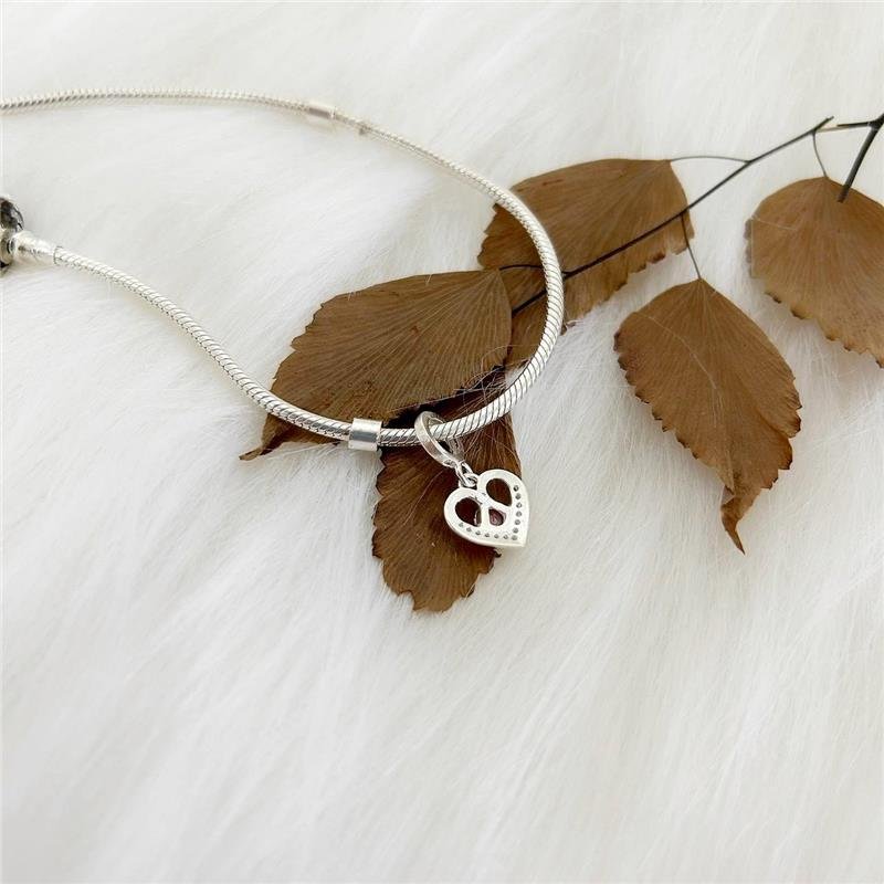  BERLOQUE PRATA 925 CORAÇÃO CRAVEJADO E PEDRA ROSA