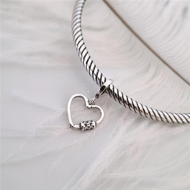 BERLOQUE PRATA 925 CORAÇÃO FECHO PEDRA COLORIDA