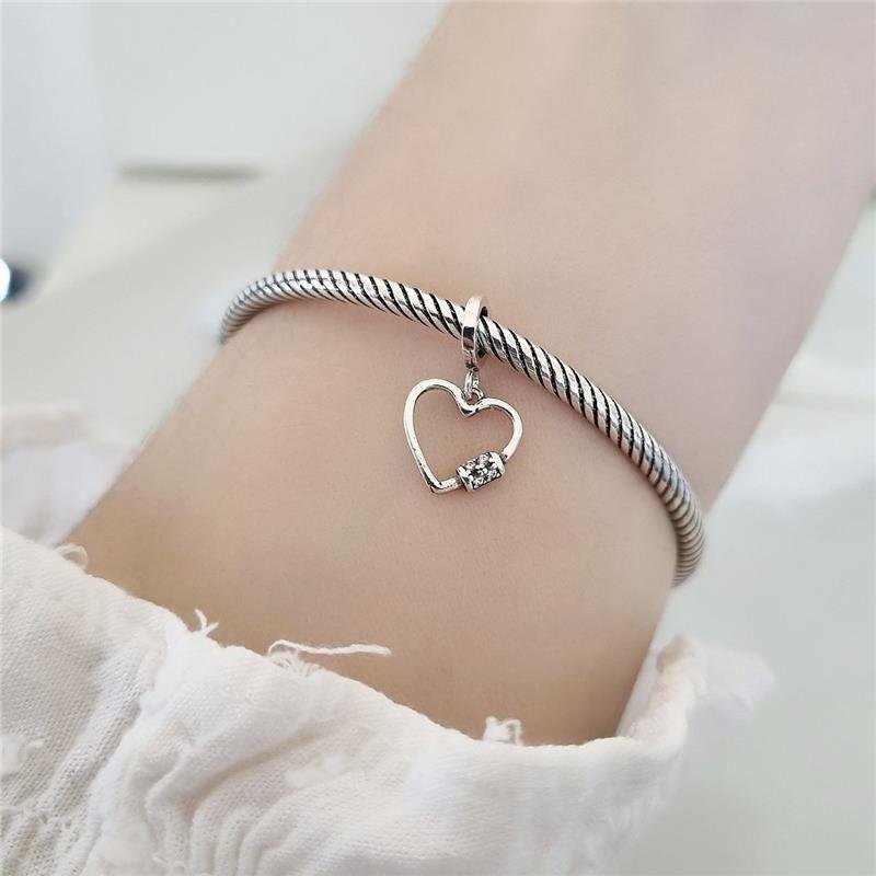 BERLOQUE PRATA 925 CORAÇÃO FECHO PEDRA COLORIDA