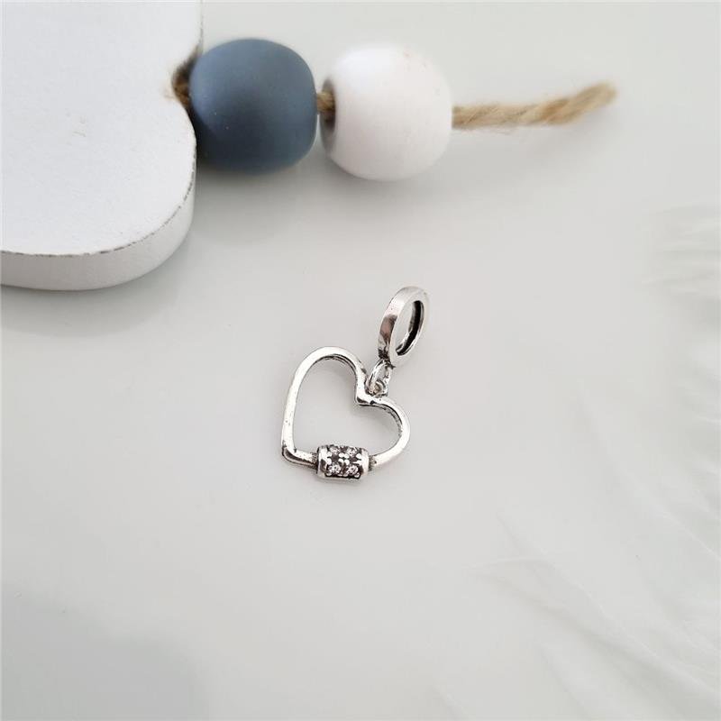 BERLOQUE PRATA 925 CORAÇÃO FECHO PEDRA COLORIDA