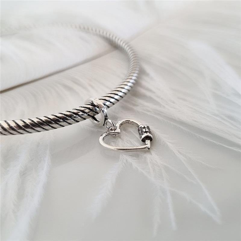 BERLOQUE PRATA 925 CORAÇÃO FECHO PEDRA COLORIDA