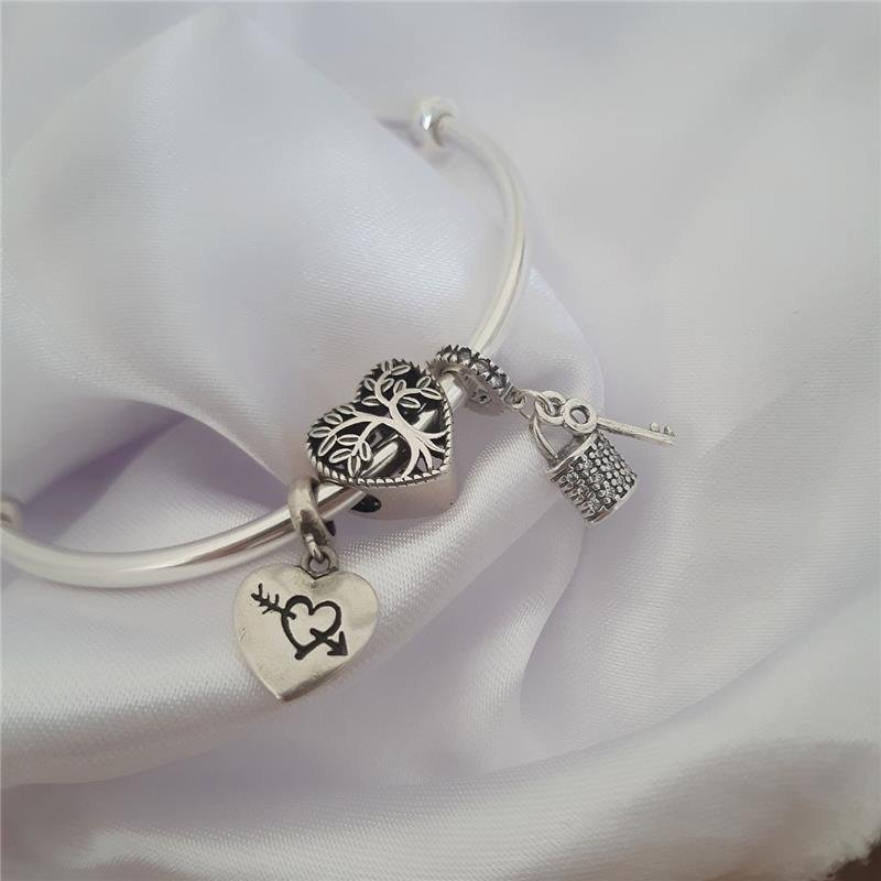 BERLOQUE PRATA 925 CORAÇÃO FLECHA CUPIDO