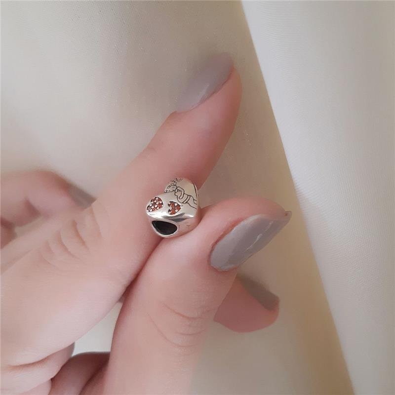 BERLOQUE PRATA 925 CORAÇÃO GESTANTE COM ZIRCÔNIA LARANJA