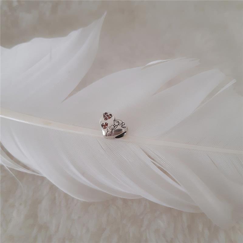 BERLOQUE PRATA 925 CORAÇÃO GESTANTE COM ZIRCÔNIA LARANJA