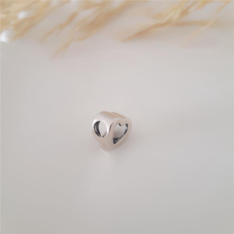 BERLOQUE PRATA 925 CORAÇÃO LISO VAZADO