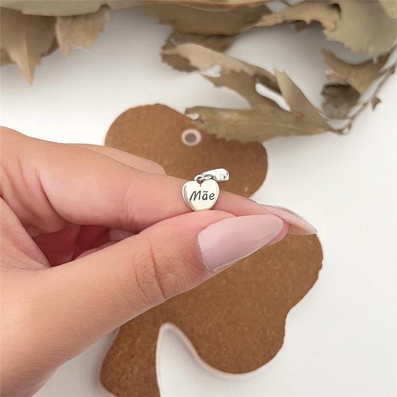 BERLOQUE PRATA 925 CORAÇÃO MÃE