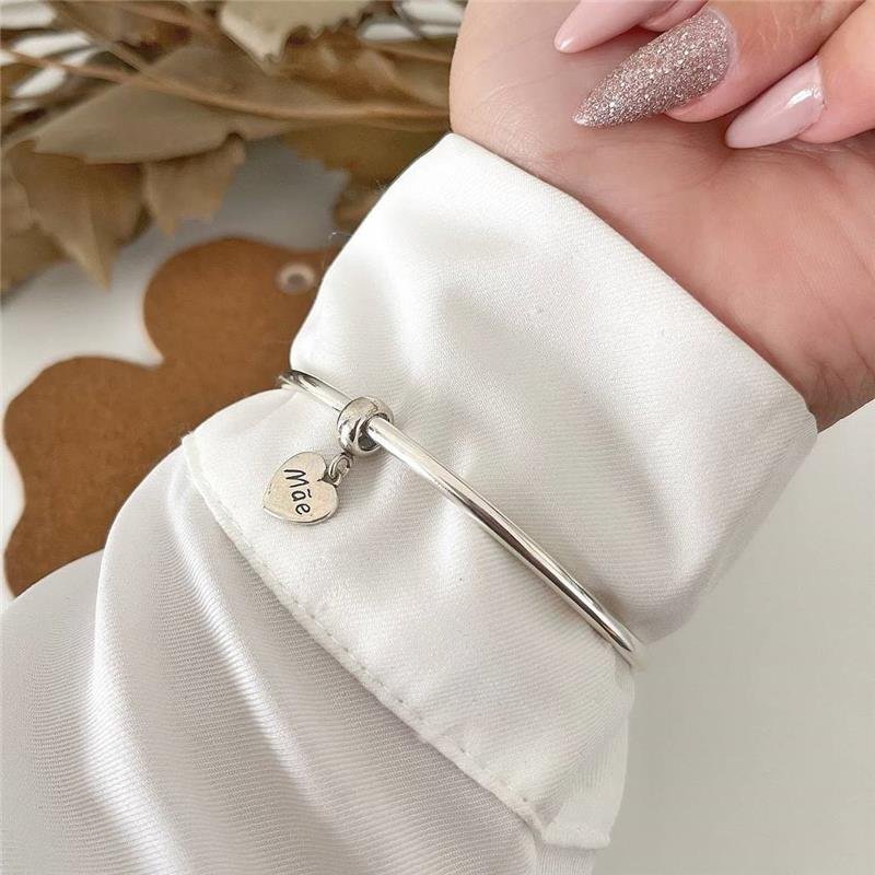 BERLOQUE PRATA 925 CORAÇÃO MÃE