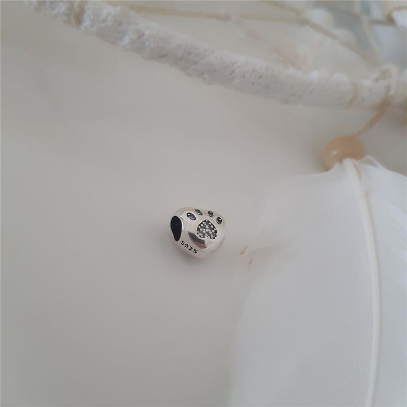 BERLOQUE PRATA 925 CORAÇÃO PATA COM ZIRCÔNIA