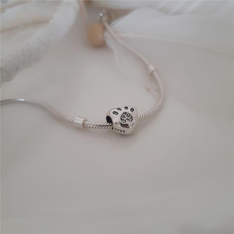 BERLOQUE PRATA 925 CORAÇÃO PATA COM ZIRCÔNIA