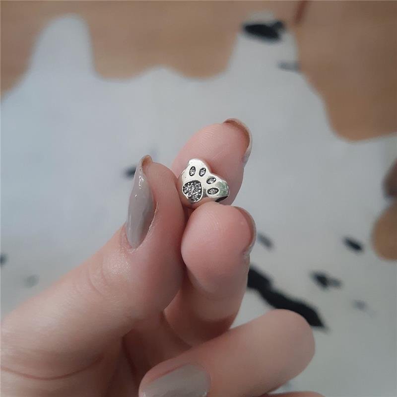 BERLOQUE PRATA 925 CORAÇÃO PATA COM ZIRCÔNIA