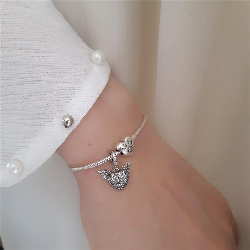 BERLOQUE PRATA 925 CORAÇÃO PATA COM ZIRCÔNIA