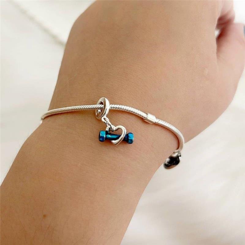 BERLOQUE PRATA 925 CORAÇÃO PESO HALTER ACADEMIA